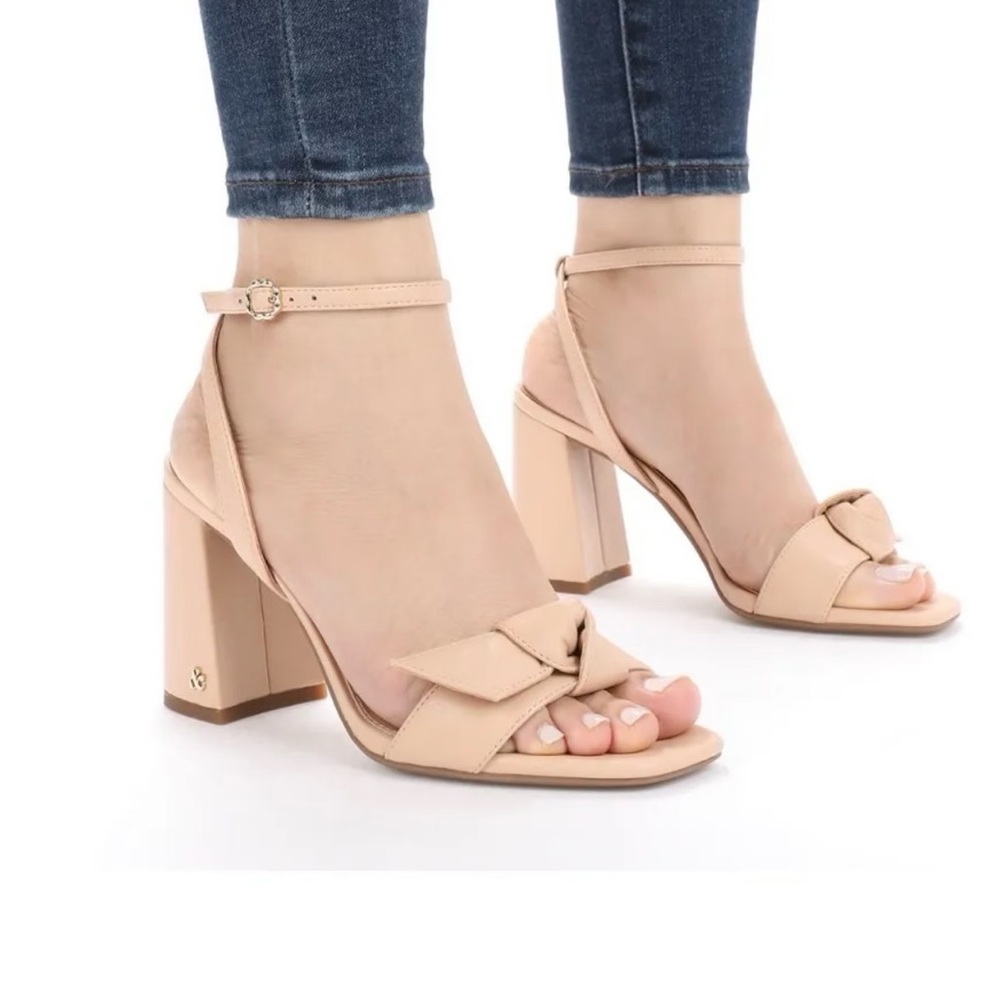Sam & Libby Nude Knot Block Heel Sandals